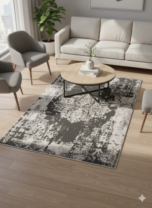 Dywan 91x150 cm szaro-czarny vintage ornament nowoczesny Palermo