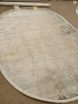 Dywan owalny 240×340 cm Ocean Collection Deep Ocean 0155PB kremowo-szary nowoczesny