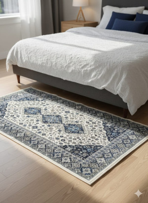 Dywan orientalny GRANADA kremowo-granatowy 100×160cm | klasyczny wzór