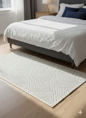 Dywan nowoczesny geometryczny kremowy 117×160 cm | elegancki wzór 3D
