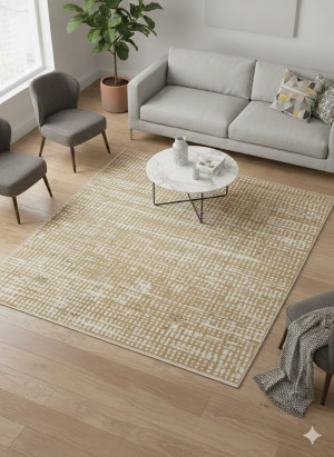 Dywan nowoczesny METIS beżowo-żółty 100×100cm | styl nowoczesny