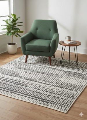 Dywan METIS 100×100 cm – beżowo-antracytowy, nowoczesny wzór