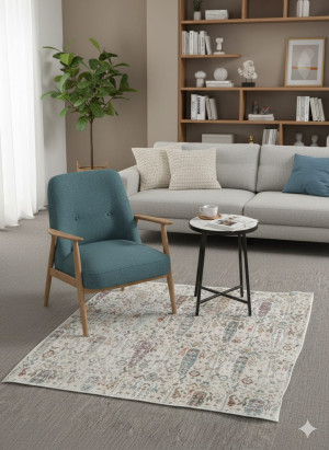 Dywan VALENTIS HOME ANTIA 100×100 cm – beżowy z kolorowym wzorem orientalnym