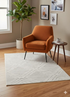 Dywan YAREN CARPET 120×160 cm – biało-kremowy z geometrycznym wzorem