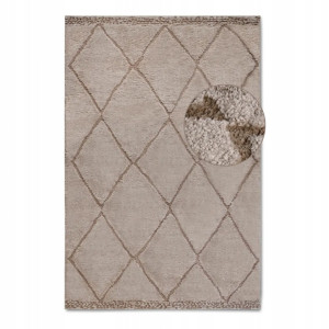 Dywan do salonu 200x280cm, ELLE DECORATION PERROTIN , wycinany wzór 3D, kolor beżowy, wzór boho