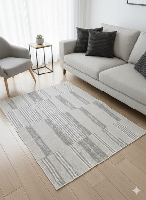 Dywan nowoczesny geometryczny beżowo-szary 100×150 cm – styl skandynawski
