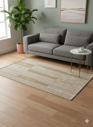 Dywan nowoczesny geometryczny beżowo-szary 100×150 cm – styl skandynawski