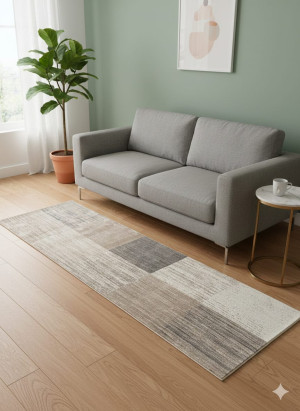Dywan chodnik nowoczesny kremowo-beżowy geometryczny 100×250 cm