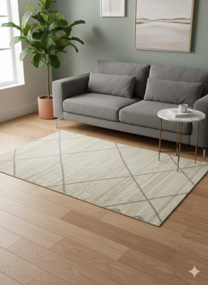 Dywan Premium geometryczny kremowo-szary 100×140 cm – nowoczesny