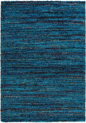 Dywan do salonu Shaggy niebieski w paski 200x290