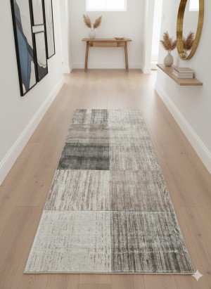 Chodnik dywanowy nowoczesny patchwork szaro-beżowy 100×250 cm
