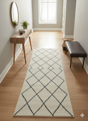 Dywan chodnik ZIG ZAG 80x200 cm biały szary geometryczny skandynawski nowoczesny