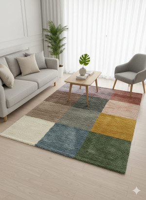 Dywan nowoczesny kolorowy 160x230 cm – patchwork, miękki, antypoślizgowy City