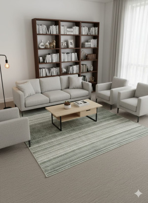 Dywan nowoczesny Ahenk Cozy 160x220 cm zielono-niebieski – subtelne pasy, naturalny styl
