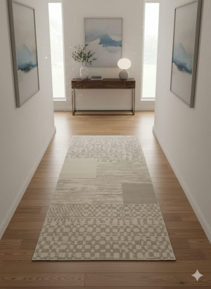 Dywan 100x200 cm beżowy kremowy nowoczesny wzorzysty Durlar Pearl 40746F