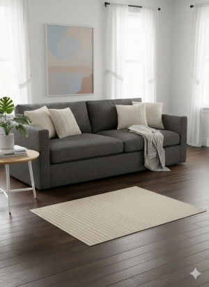 Dywan 100x100 cm beżowy – nowoczesny, strukturalny wzór, naturalny styl Durkar