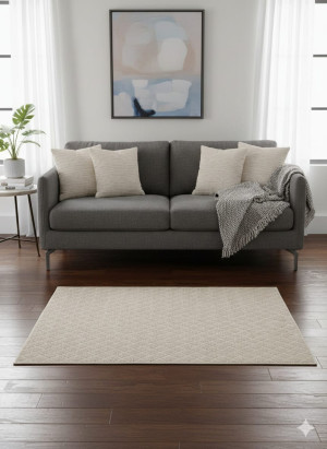 Dywan 100x100 cm beżowy – delikatny geometryczny wzór, minimalistyczny styl Durkar