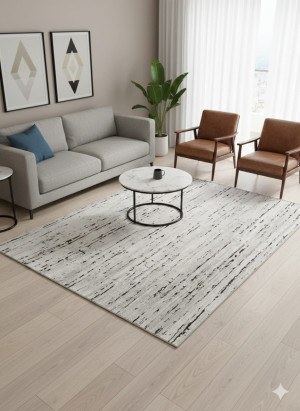 Dywan 200x250 cm biało-szary – nowoczesny wzór przecierany