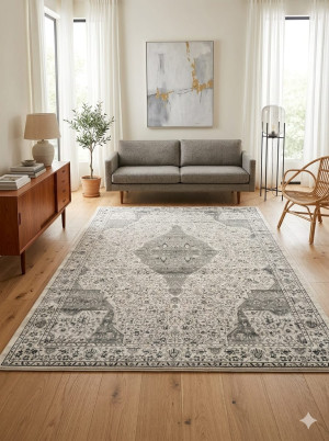 Dywan 240x330 cm beżowo-szary – klasyczny orientalny wzór Gramercy