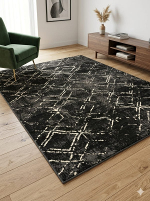 Dywan 240x290 cm czarny – nowoczesny wzór geometryczny LEGACY