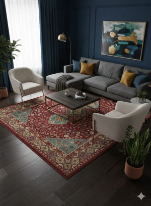 Dywan 235x350 cm czerwony – klasyczny orientalny wzór, styl perski