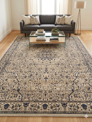 Dywan 240x330 cm kremowy – klasyczny orientalny wzór, elegancki styl vintage