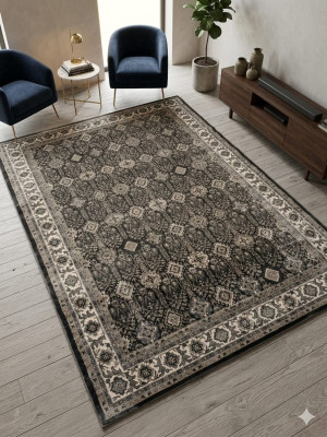 Dywan 235x350 cm szaro-beżowy – klasyczny orientalny wzór, elegancki salon