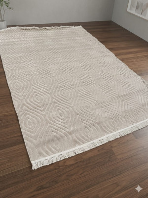 Dywan 220x320 cm kremowy Topkapi – geometryczny wzór, miękki, z frędzlami