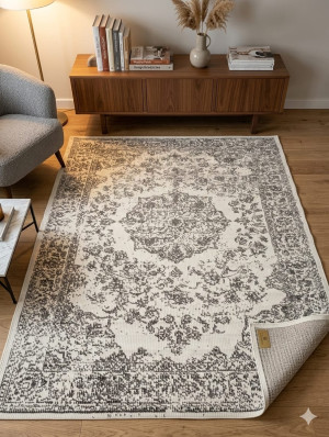 Dywan nowoczesny szaro-beżowy 280x380 cm – elegancki marmur / vintage