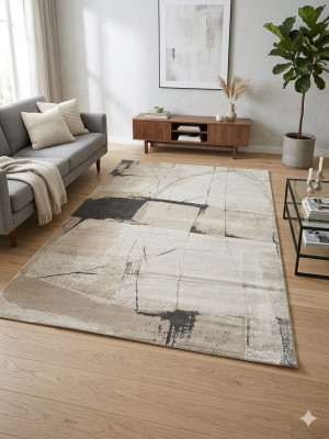 Dywan nowoczesny beżowo-kremowy 240x330 cm – styl loft / abstrakcja