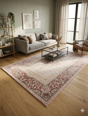Dywan klasyczny orientalny 195x290 cm kremowy różowy elegancki – Hayat