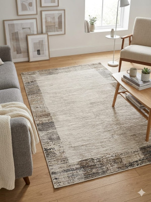Dywan 130x190 cm kremowo-beżowy vintage – nowoczesna elegancja
