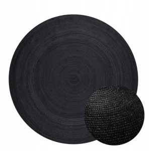 DYWAN okrągły 100cm naturalny z juty HANSE HOME Bouclé w kolorze czarnym