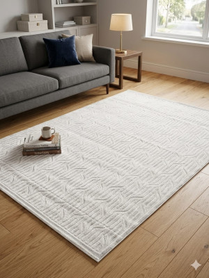 Dywan 160x230 cm kremowy jasny nowoczesny tłoczony wzór Setra Verona miękki elegancki