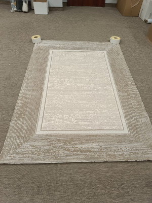 Dywan nowoczesny SETA ROYAL D548B – kremowo-beżowy z ramką 160x230 cm