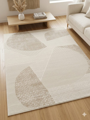 Dywan 160x230 cm beżowy geometryczny nowoczesny ANET HIGH kremowy salon