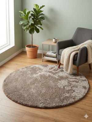 Dywan okrągły 160cm rabbit beżowy cappuccino miękki pluszowy koło premium