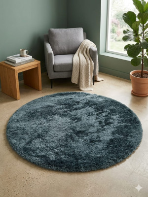 Dywan okrągły 160cm rabbit granatowy miękki pluszowy shaggy koło premium