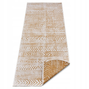 Chodnik 80x350cm NORTHRAGS BIRI- żółto kremowy, płasko tkany, sznurkowy ,dwustronny,zewnętrzno-wewnętrzny