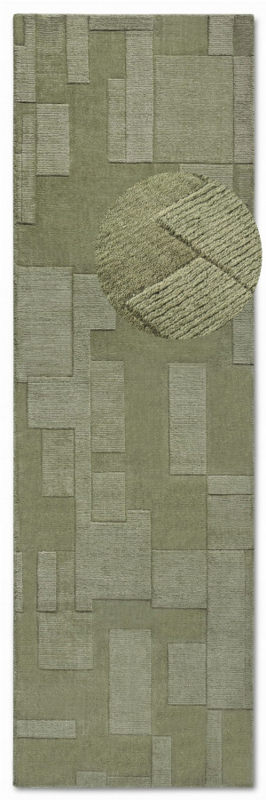 CHODNIK do korytarza,naturalny z wełny Villeroy & Boch WILHELMINE 80x250cm,nowoczesny zielony wzór 3D