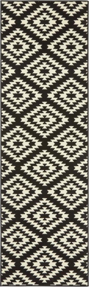 Chodnik na korytarz, przedpokój 80x250cm-Hanse Home BASIC z krótkim miękkim włosem, czarno kremowy