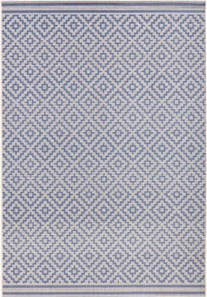 Dywan na taras 160x230cm- Hanse Home Raute ,beżowo niebieski dywan zewnętrzno-wewnętrzny, płasko tkany typu sizal