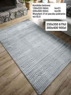 Dywan szary nowoczesny do salonu 300x400cm, tłoczenia 3d, miękki włos
