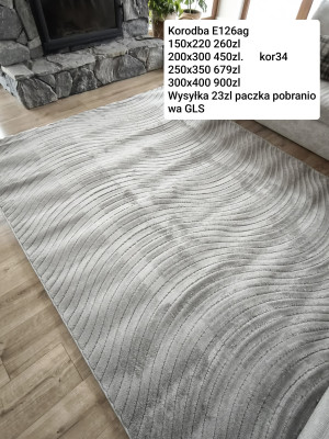 Dywan szary nowoczesny do salonu 250x350cm, tłoczenia 3d, miękki włos