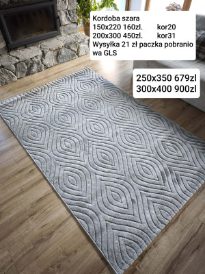 Dywan szary nowoczesny do salonu 250x350cm, tłoczenia 3d, miękki włos
