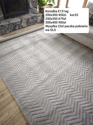 Dywan szary nowoczesny do salonu 250x350cm, tłoczenia 3d, miękki włos