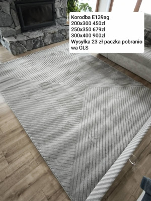 Dywan szary nowoczesny do salonu 250x350cm, tłoczenia 3d, miękki włos