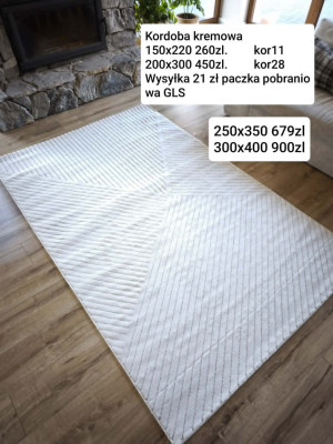 Dywan kremowy nowoczesny do salonu 250x350cm, tłoczenia 3d, miękki włos