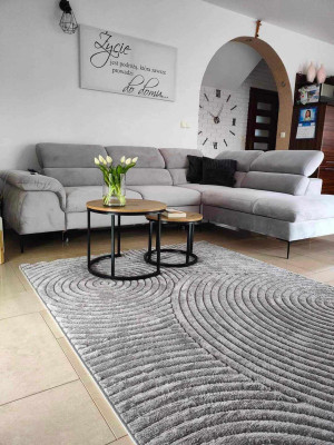 Dywan szary nowoczesny do salonu 300x400cm, tłoczenia 3d, miękki włos