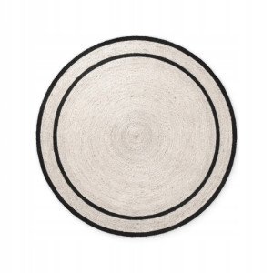 DYWAN okrągły ,naturalny z juty HANSE HOME Braided okrągły 150 cm w kolorze kremowo czarnym
